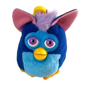 2000 Vintage "Furby" Plush Toy Keychain Dark Blue Stuffed Animal McDonald’s Y2K